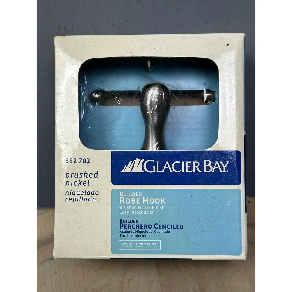 Glacier Bay Builder Double Robe Hook Brushed Nickel 352 702 Wall Mount Bathroom